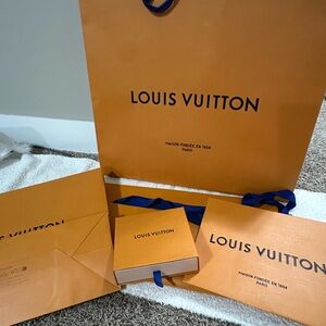 Louis Vuitton Orange Packaging Set with Blue Ribbon